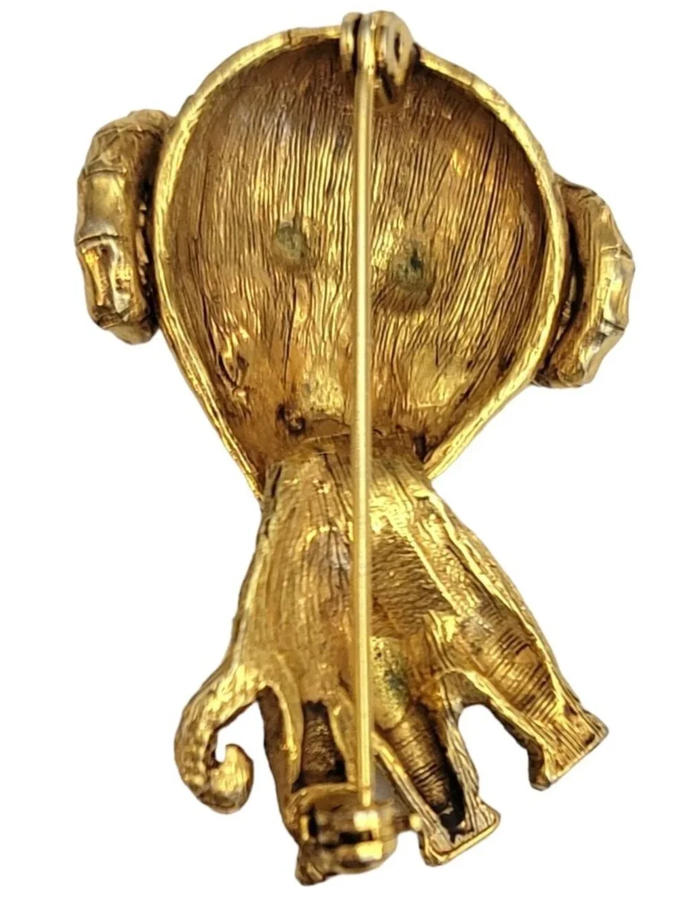 Gold Tone Red Eye Goat, Ram Brooch Pin, M462